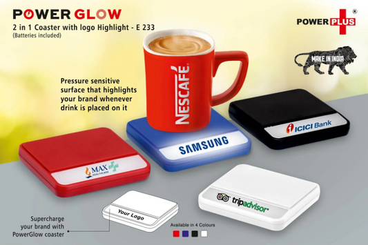 PowerGlow coaster with logo highlight (batteries included)
