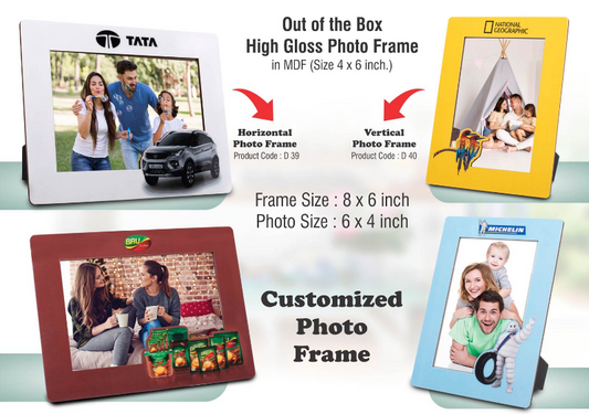 Out Of The Box High Gloss Photo Frame In MDF | With Customized Frame & Insert | Photo Size 4×6 Inch | Vertical