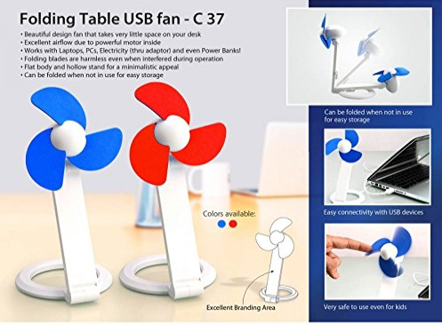 Folding Table USB Fan With Safety Blades And USB Cable