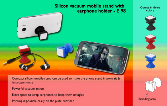 Silicon Vacuum Mobile Stand With Earphone Holder