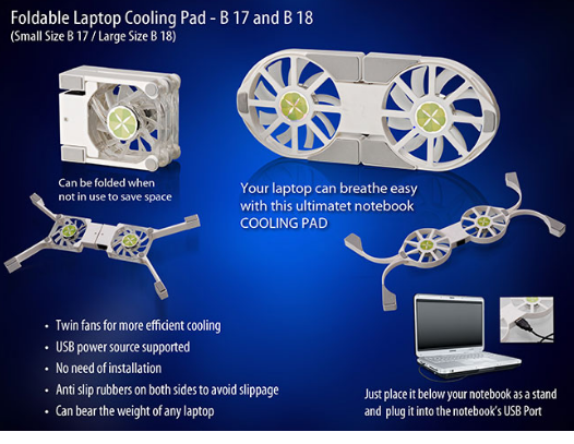 Folding Laptop stand with USB Fan (Small)