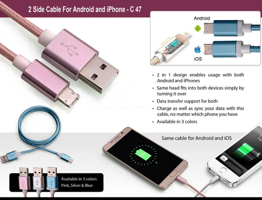 2 side cable for Android and iPhone