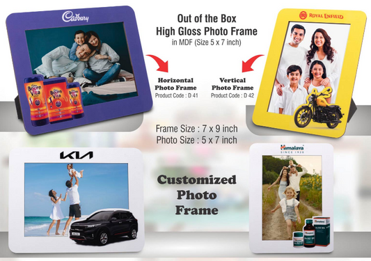 Out Of The Box High Gloss Photo Frame In MDF | With Customized Frame & Insert | Photo Size 5×7 Inch | Horizontal