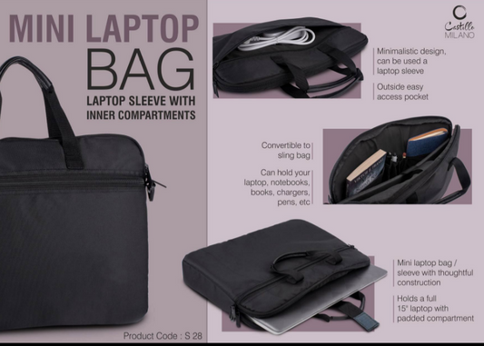 Mini Laptop bag Laptop Sleeve with inner compartments Convertible to Sling