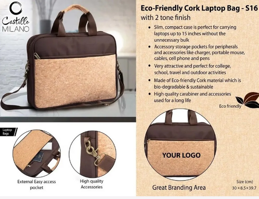 Eco Friendly Cork Laptop Bag with 2 tone finish