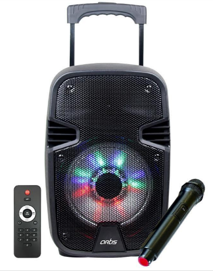 Bluetooth Trolley Speaker With Remote | 40W Output With Flashing Lights | Wireless Mic Included | Supports USB, FM Radio, TF Card, Aux In, Mic In (BT908)