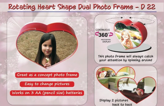 Rotating heart shape dual photo frame