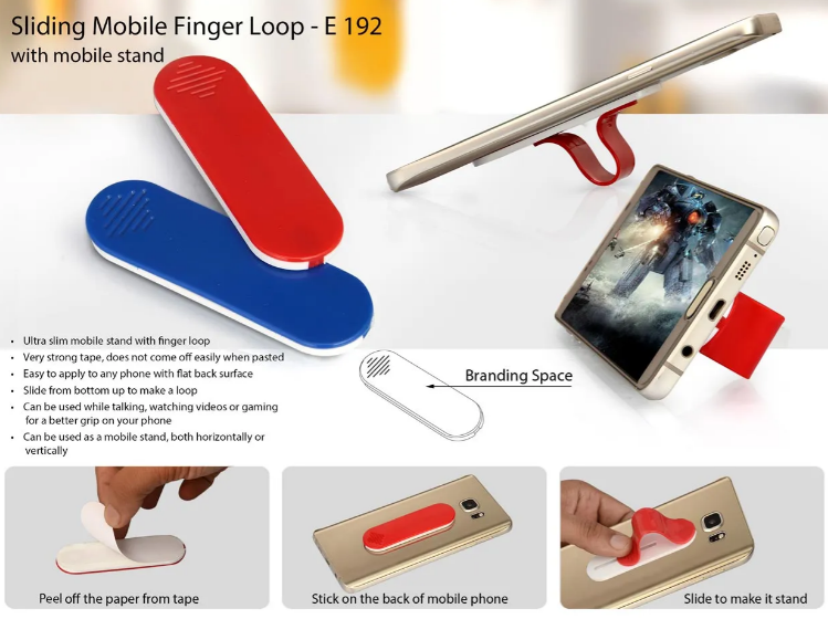 Sliding mobile finger loop (with mobile stand)