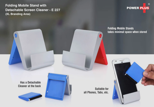 Folding mobile stand with detachable screen cleaner (XL branding area)