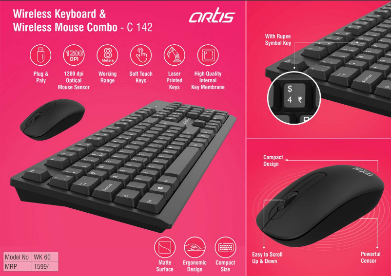 Wireless Keyboard & Wireless Mouse Combo (WK60)