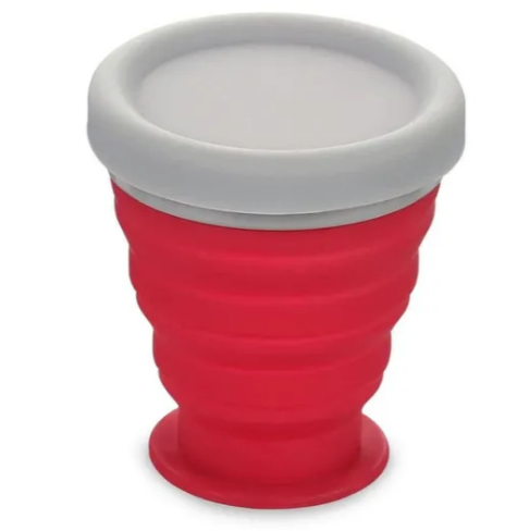 Folding Silicon Cup With Cap (Collapsible)