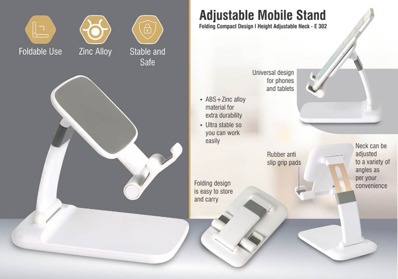 Adjustable Mobile stand Folding compact design Height adjustable neck