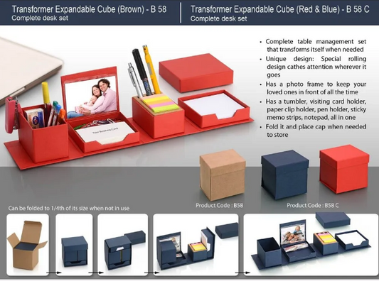 Transformer expandable cube complete desk set