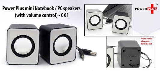 Mini Notebook / PC Speakers With Volume Control | 6W Output | Set Of 2