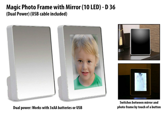 Magic Photo Frame With Mirror (10 LED) (Dual Power) (USB Cable Included)