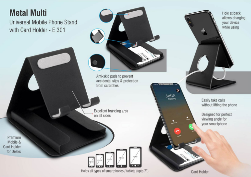 Metal Multi Mobile Stand With Visiting Card Holder