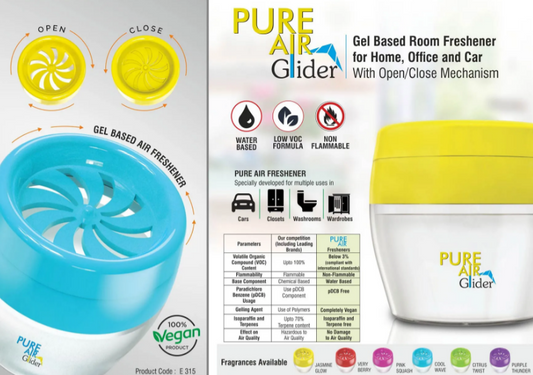 Pure Air Glider: Gel based room freshener for Home, Office and Car | With open/close mechanism | Net 125 grams