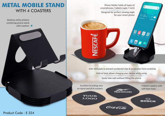 Metal mobile stand with 4 Coasters