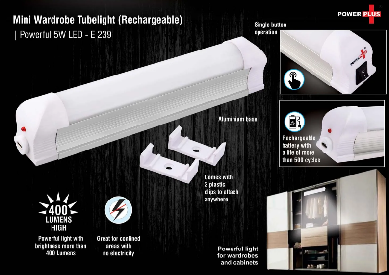 Mini wardrobe tubelight (Rechargeable) | Powerful 5W LED