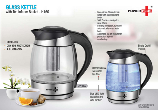 Glass Kettle With Tea Infuser Basket & LED Illumination