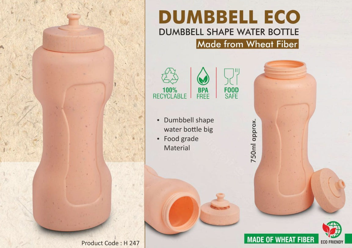 Dumbbell Eco 750: Dumbbell shape water bottle | Made from Wheat Fiber | 100% recyclable | 750ml approx