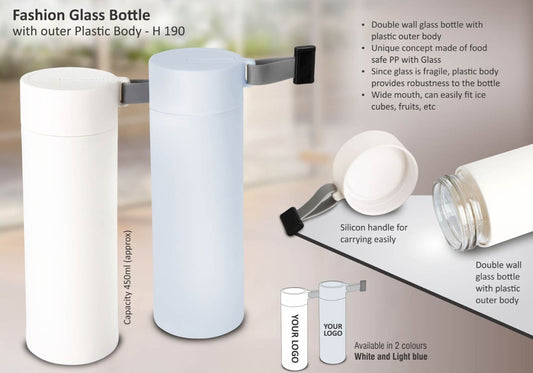 Fashion Glass bottle with outer Plastic body