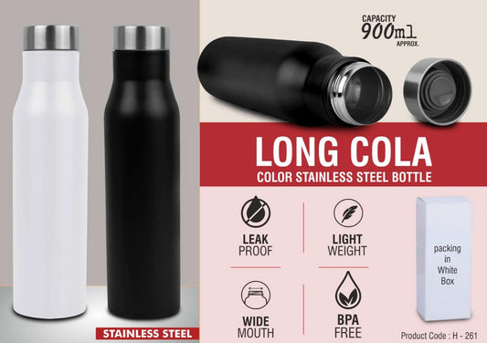 Long Cola Colored Stainless Steel bottle | Capacity 900ml approx