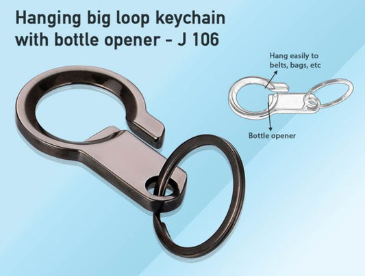 Hanging big loop keychain with bottle opener