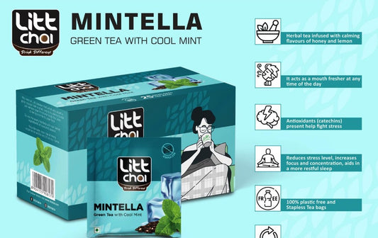 Litt Chai Mintella Green Tea with Cool Mint 25 Tea bags