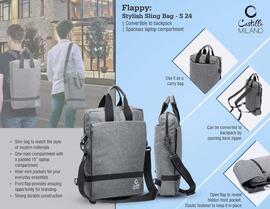 Flappy Stylish Sling bag Convertible to backpack Spacious laptop compartment