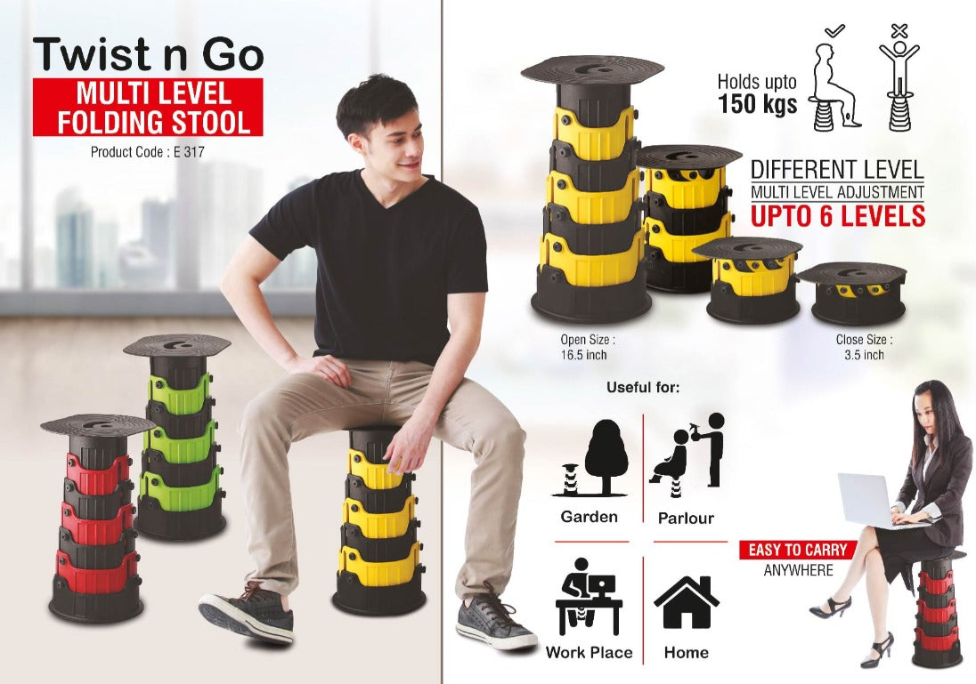 Twist and Go Multi Level Folding Stool