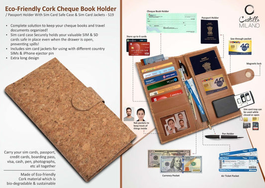 Eco Friendly Cork Cheque Book Holder