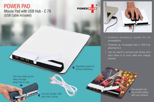 PowerPad: Mouse Pad With Usb Hub (USB cable included)