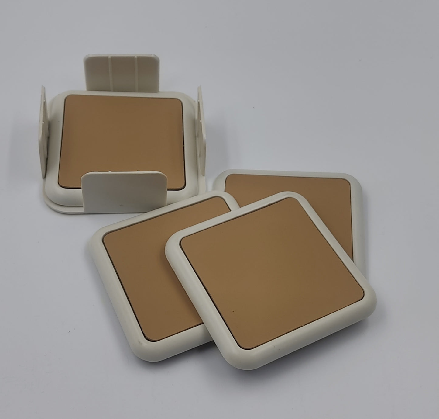 Leather finish Plastic coaster set of 4 with stand (square)