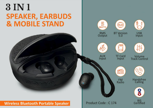 BT14 Speaker With Earbuds And Phone Stand